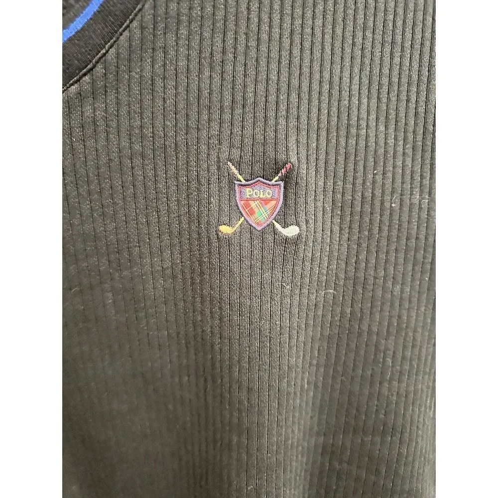 VTG Polo Golf ‎ Sweater Vest Mens Large Black Pullover V-Neck Golf